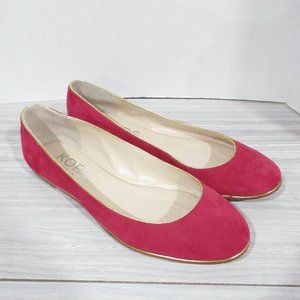 MICHAEL KORS PINK SUEDE BALLET FLATS W/GOLD ACCENT